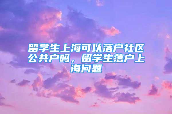 留学生上海可以落户社区公共户吗，留学生落户上海问题