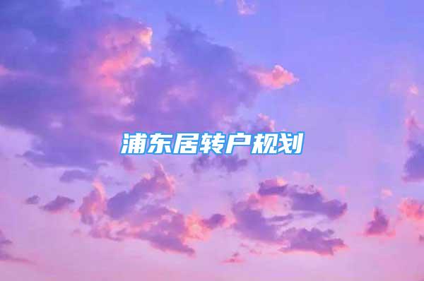 浦东居转户规划