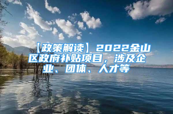 【政策解读】2022金山区政府补贴项目，涉及企业、团体、人才等