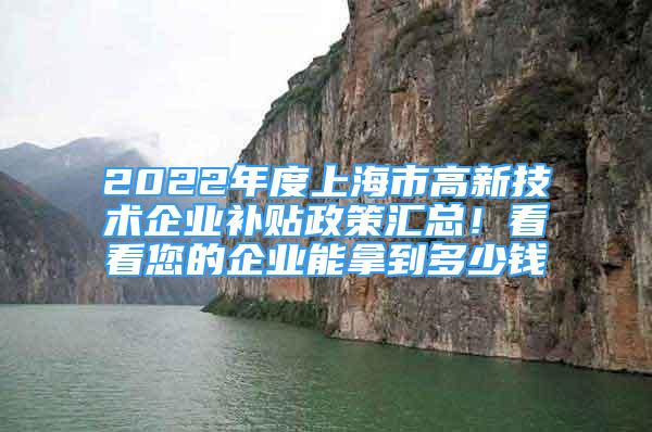 2022年度上海市高新技术企业补贴政策汇总！看看您的企业能拿到多少钱