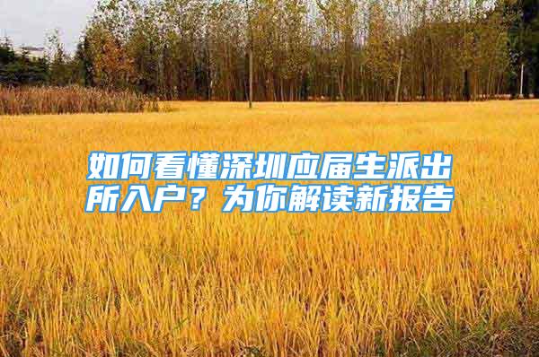 如何看懂深圳应届生派出所入户？为你解读新报告