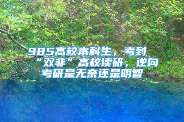 985高校本科生，考到“双非”高校读研，逆向考研是无奈还是明智