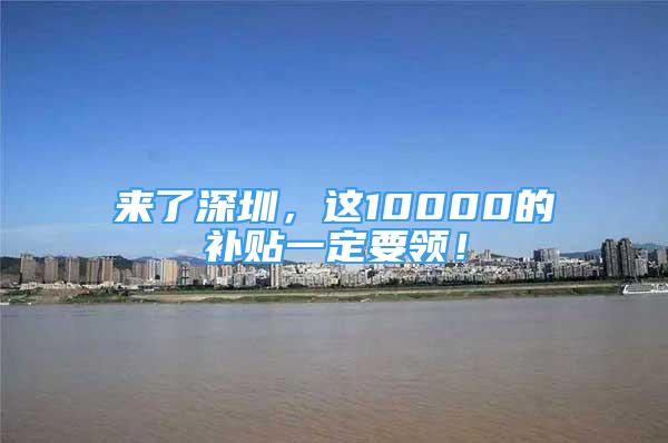 来了深圳，这10000的补贴一定要领！