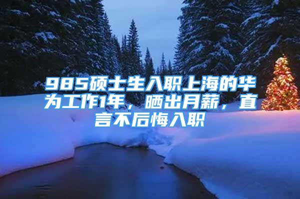 985硕士生入职上海的华为工作1年，晒出月薪，直言不后悔入职