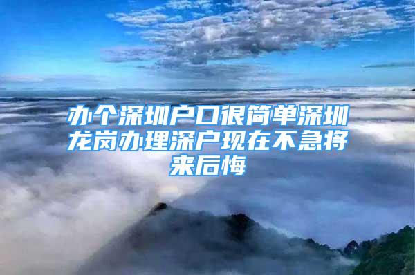 办个深圳户口很简单深圳龙岗办理深户现在不急将来后悔