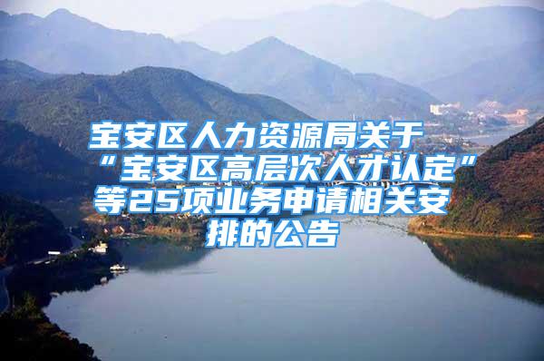 宝安区人力资源局关于“宝安区高层次人才认定”等25项业务申请相关安排的公告