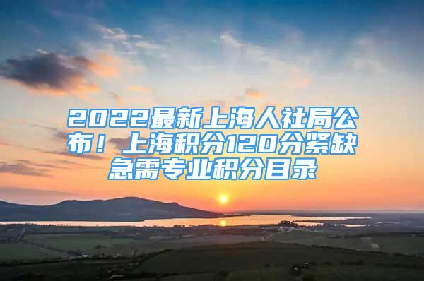 2022最新上海人社局公布！上海积分120分紧缺急需专业积分目录