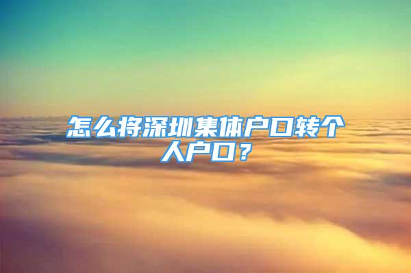 怎么将深圳集体户口转个人户口？