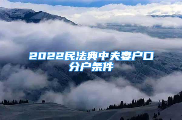 2022民法典中夫妻户口分户条件