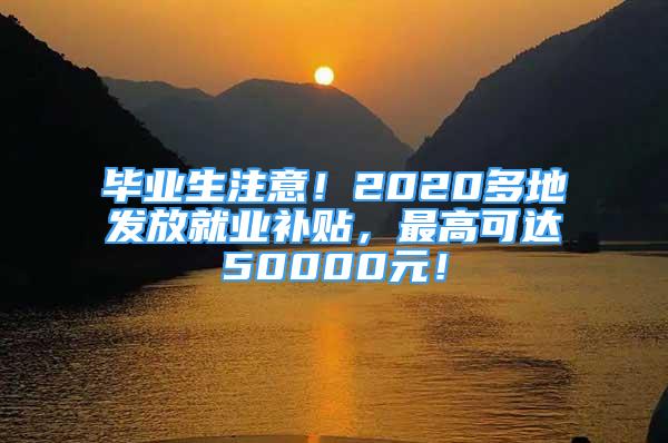 毕业生注意！2020多地发放就业补贴，最高可达50000元！