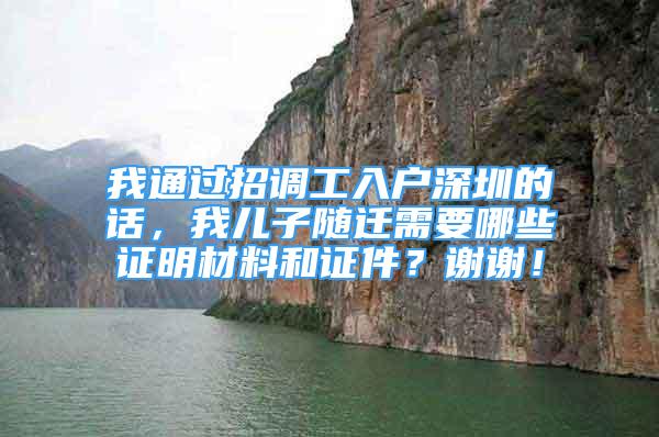 我通过招调工入户深圳的话，我儿子随迁需要哪些证明材料和证件？谢谢！