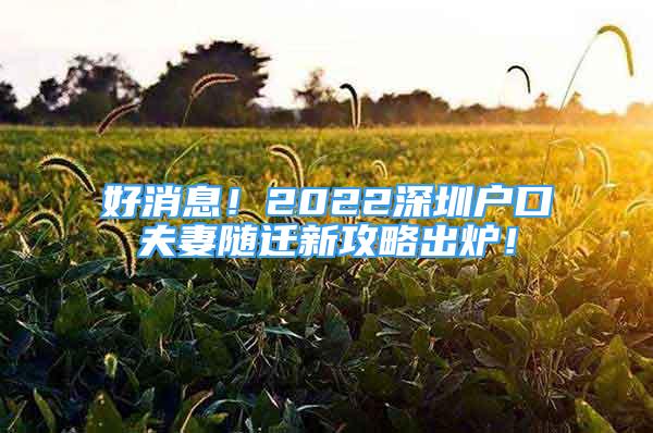 好消息！2022深圳户口夫妻随迁新攻略出炉！