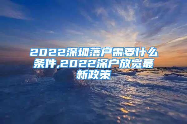 2022深圳落户需要什么条件,2022深户放宽蕞新政策