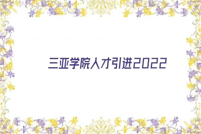 三亚学院人才引进2022