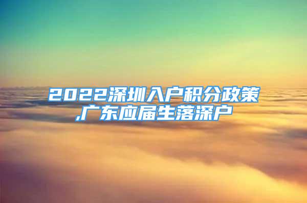 2022深圳入户积分政策,广东应届生落深户