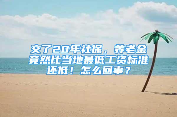 交了20年社保，养老金竟然比当地最低工资标准还低！怎么回事？