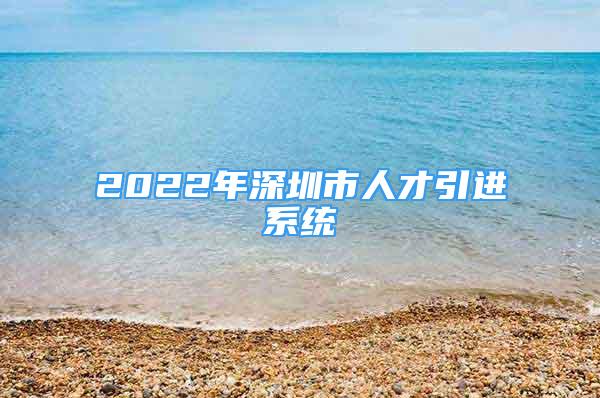 2022年深圳市人才引进系统