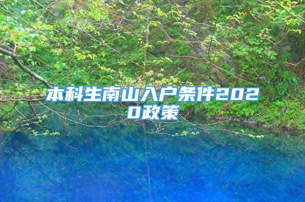 本科生南山入户条件2020政策