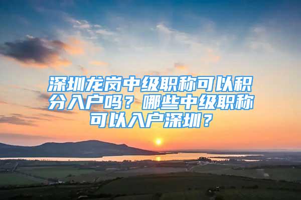 深圳龙岗中级职称可以积分入户吗？哪些中级职称可以入户深圳？