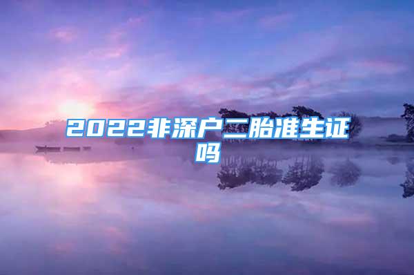 2022非深户二胎准生证吗