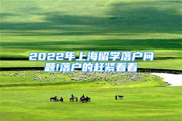 2022年上海留学落户问题!落户的赶紧看看