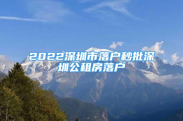 2022深圳市落户秒批深圳公租房落户