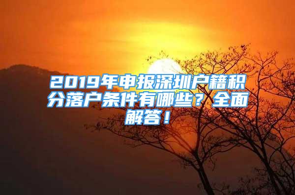 2019年申报深圳户籍积分落户条件有哪些？全面解答！