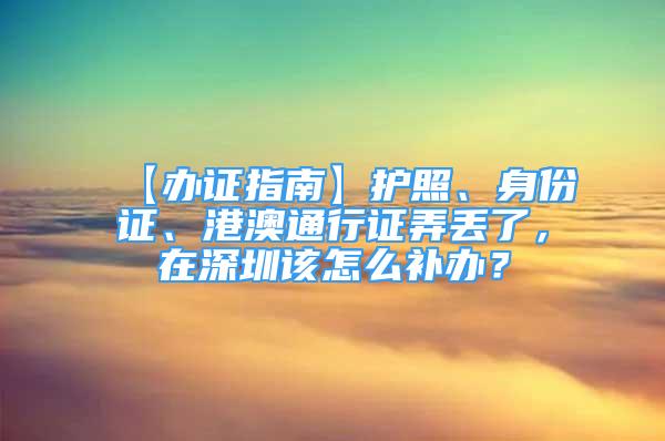 【办证指南】护照、身份证、港澳通行证弄丢了，在深圳该怎么补办？