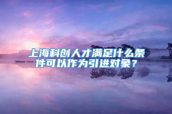 上海科创人才满足什么条件可以作为引进对象？