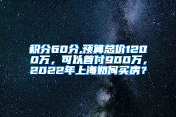 积分60分,预算总价1200万，可以首付900万，2022年上海如何买房？