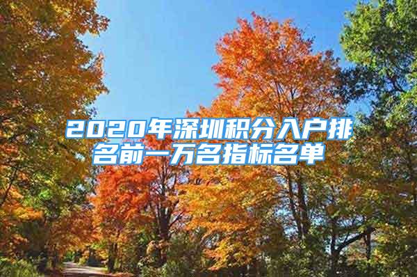 2020年深圳积分入户排名前一万名指标名单