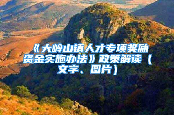 《大岭山镇人才专项奖励资金实施办法》政策解读（文字、图片）