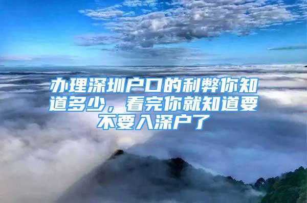 办理深圳户口的利弊你知道多少，看完你就知道要不要入深户了