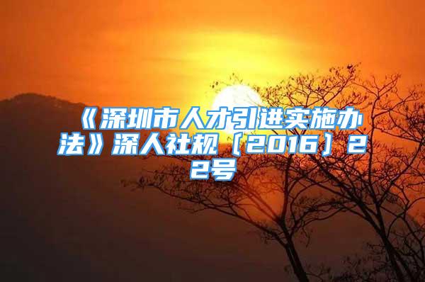 《深圳市人才引进实施办法》深人社规〔2016〕22号