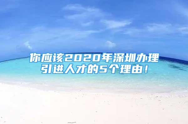 你应该2020年深圳办理引进人才的5个理由！