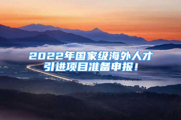 2022年国家级海外人才引进项目准备申报！