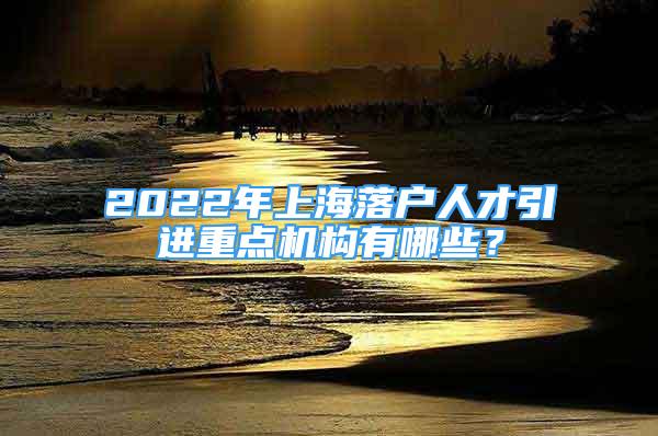 2022年上海落户人才引进重点机构有哪些？