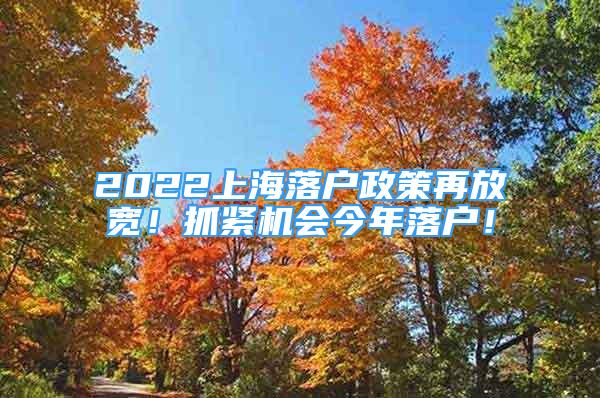 2022上海落户政策再放宽！抓紧机会今年落户！