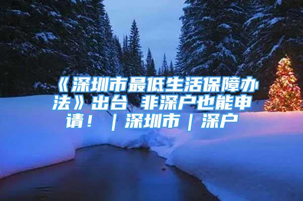 《深圳市最低生活保障办法》出台 非深户也能申请！｜深圳市｜深户