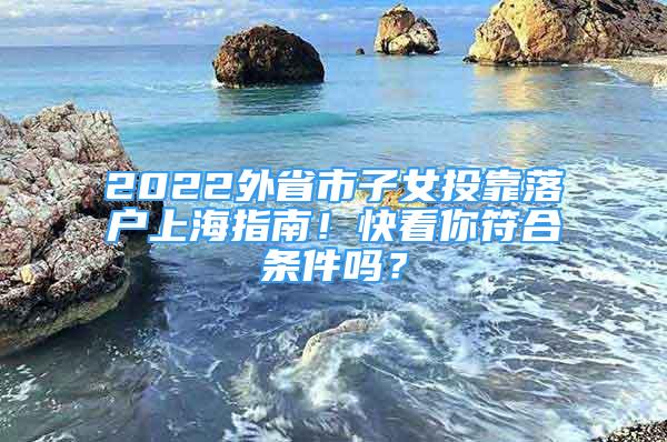 2022外省市子女投靠落户上海指南！快看你符合条件吗？