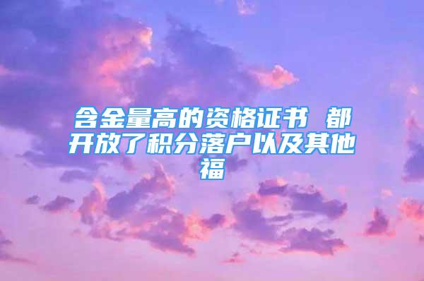 含金量高的资格证书 都开放了积分落户以及其他福