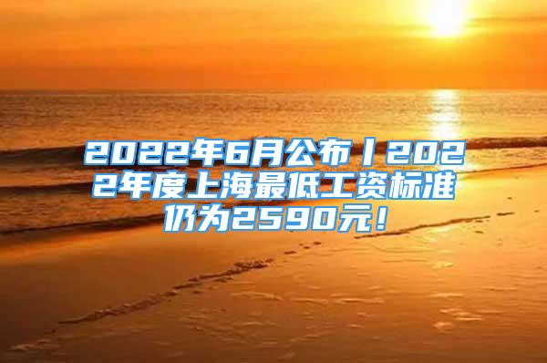 2022年6月公布丨2022年度上海最低工资标准仍为2590元！