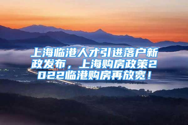 上海临港人才引进落户新政发布，上海购房政策2022临港购房再放宽！