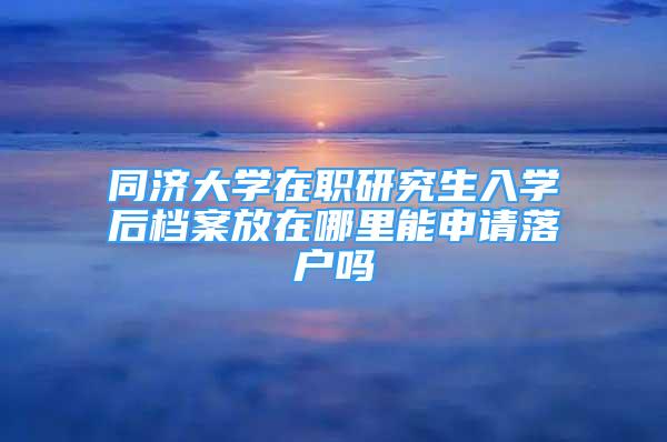 同济大学在职研究生入学后档案放在哪里能申请落户吗