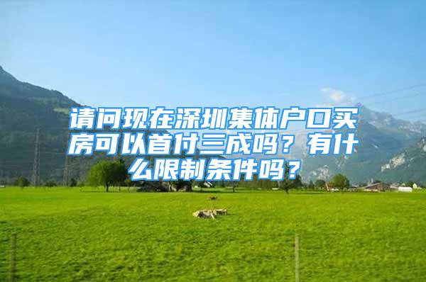 请问现在深圳集体户口买房可以首付三成吗？有什么限制条件吗？