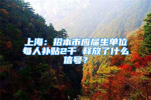 上海：招本市应届生单位每人补贴2千 释放了什么信号？