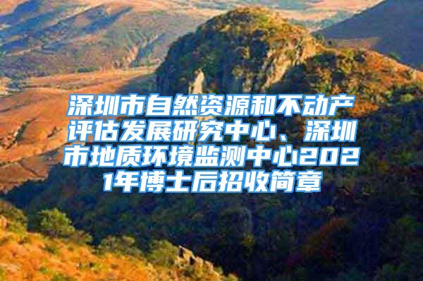 深圳市自然资源和不动产评估发展研究中心、深圳市地质环境监测中心2021年博士后招收简章