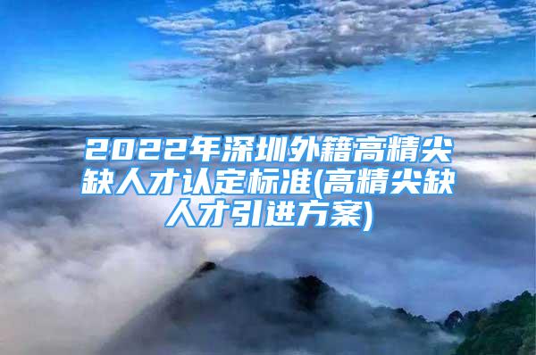 2022年深圳外籍高精尖缺人才认定标准(高精尖缺人才引进方案)