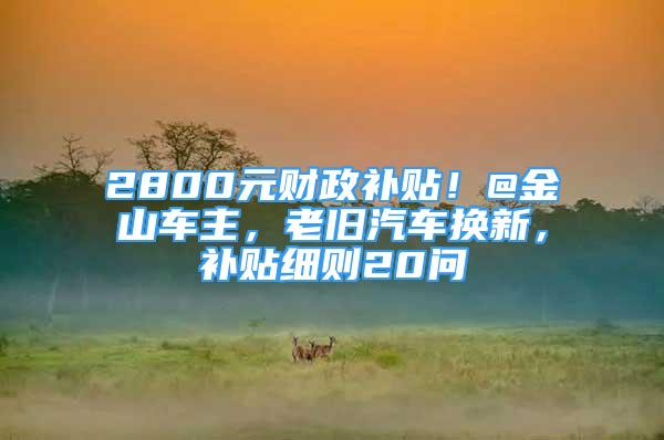 2800元财政补贴！@金山车主，老旧汽车换新，补贴细则20问→