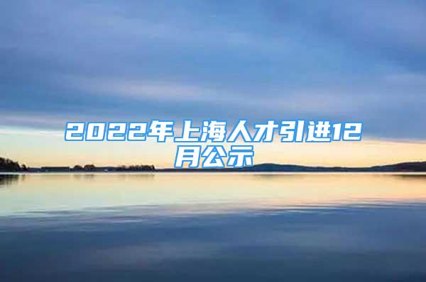 2022年上海人才引进12月公示